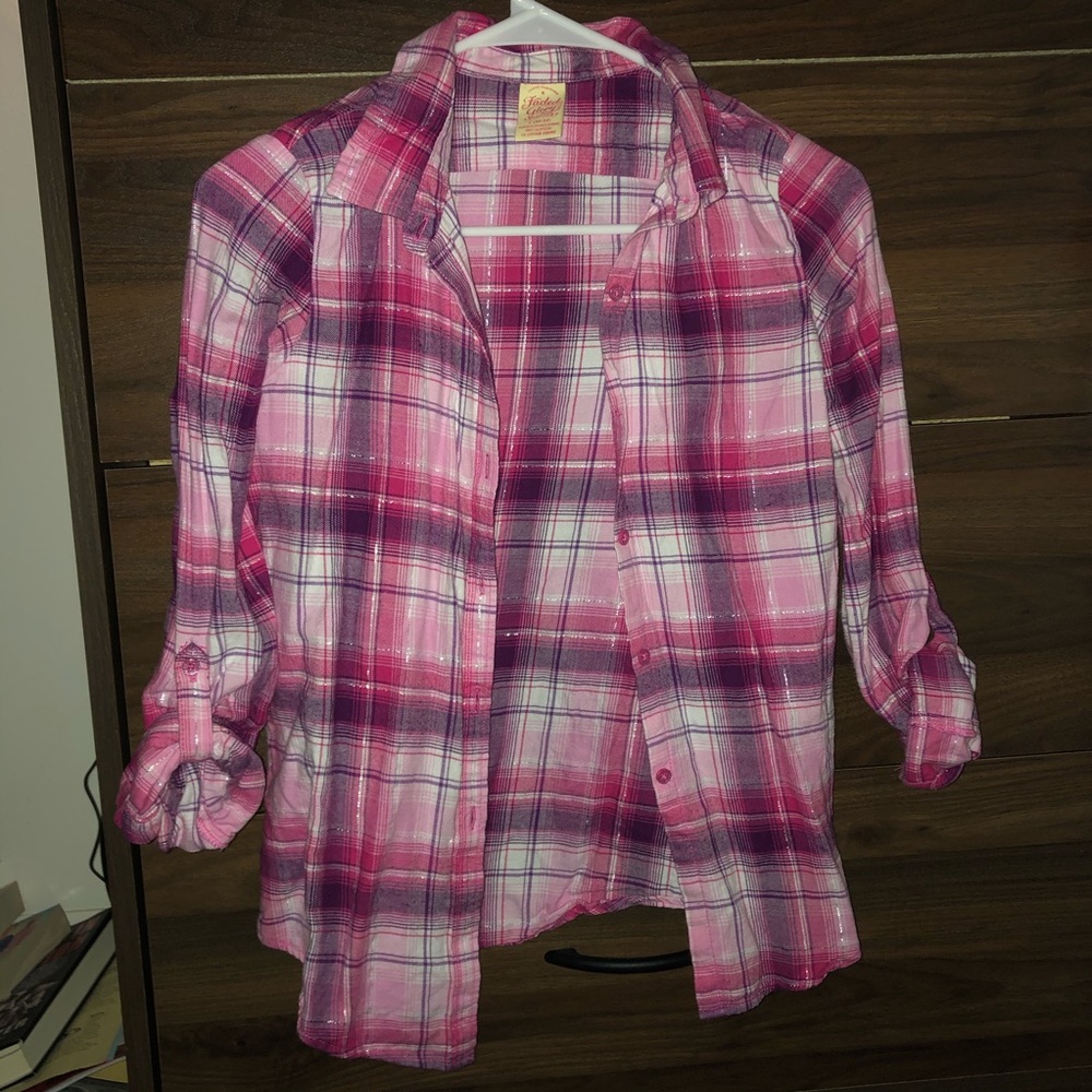 Girls Button Up Pink Flannel